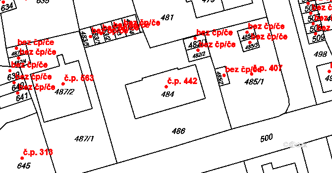 Drahovice 442, Karlovy Vary na parcele st. 484 v KÚ Drahovice, Katastrální mapa