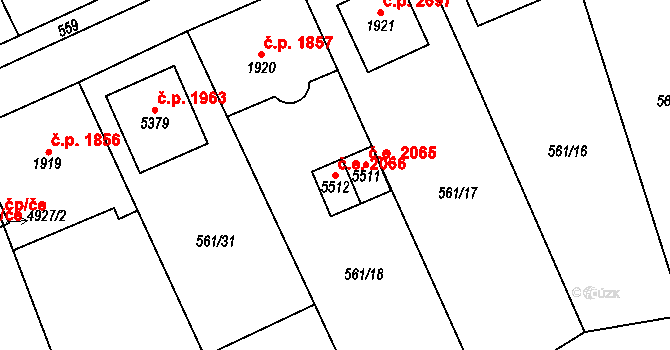 Cheb 2066 na parcele st. 5512 v KÚ Cheb, Katastrální mapa