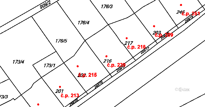 Benátky nad Jizerou II 239, Benátky nad Jizerou na parcele st. 216 v KÚ Staré Benátky, Katastrální mapa