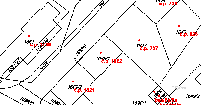 Nusle 1522, Praha 2 na parcele st. 1689/1 v KÚ Nusle, Katastrální mapa
