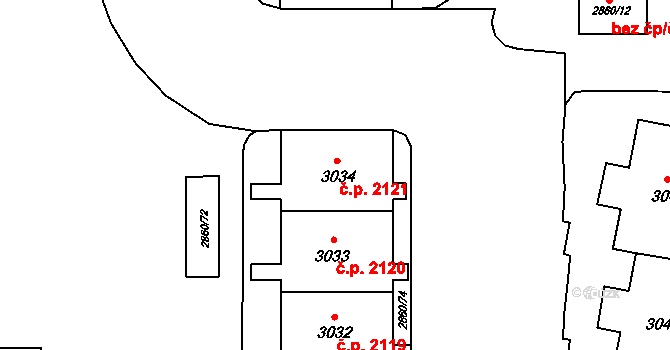 Stodůlky 2121, Praha na parcele st. 3034 v KÚ Stodůlky, Katastrální mapa