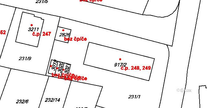 Dolní Předměstí 248,249, Trutnov na parcele st. 917/2 v KÚ Trutnov, Katastrální mapa
