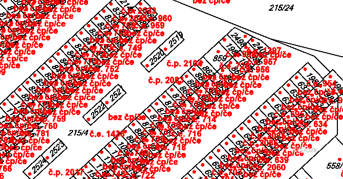 Sezimovo Ústí 733 na parcele st. 870 v KÚ Sezimovo Ústí, Katastrální mapa