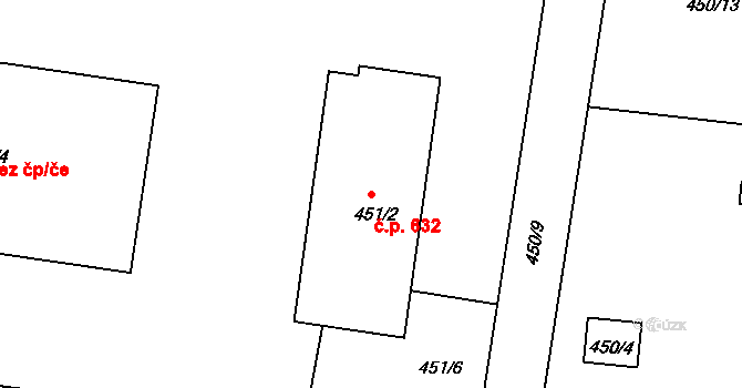 Liberec VI-Rochlice 632, Liberec na parcele st. 451/2 v KÚ Rochlice u Liberce, Katastrální mapa