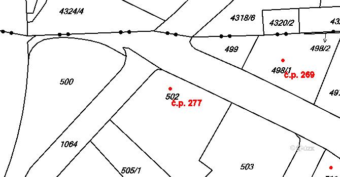 Liberec VII-Horní Růžodol 277, Liberec na parcele st. 502 v KÚ Horní Růžodol, Katastrální mapa