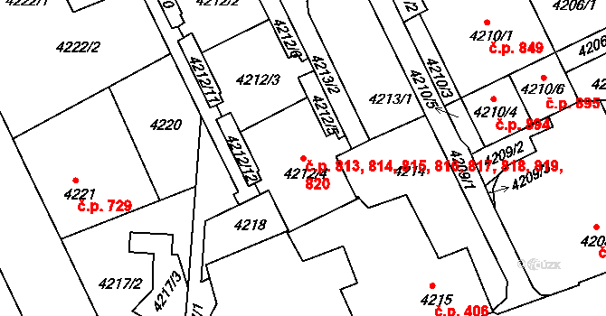 Liberec III-Jeřáb 813,814,815,816,817,, Liberec na parcele st. 4212/4 v KÚ Liberec, Katastrální mapa