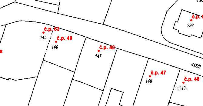 Horní Cetno 48, Niměřice na parcele st. 147 v KÚ Niměřice, Katastrální mapa