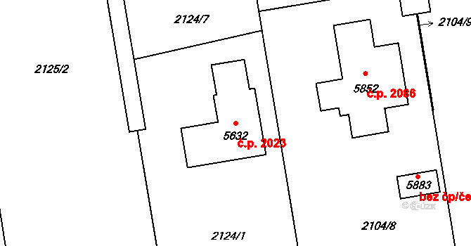 Hranice I-Město 2023, Hranice na parcele st. 5632 v KÚ Hranice, Katastrální mapa
