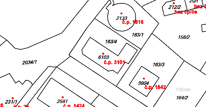 Šumperk 3101 na parcele st. 6103 v KÚ Šumperk, Katastrální mapa