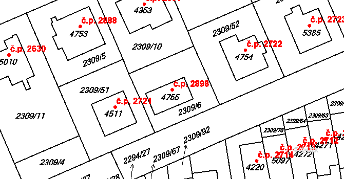 Dvůr Králové nad Labem 2898 na parcele st. 4755 v KÚ Dvůr Králové nad Labem, Katastrální mapa