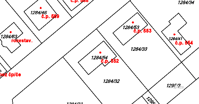 Spořice 552 na parcele st. 1284/54 v KÚ Spořice, Katastrální mapa