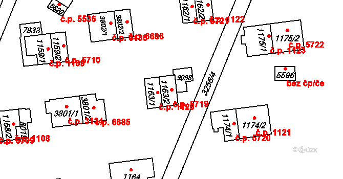 Zlín 5719 na parcele st. 1163/2 v KÚ Zlín, Katastrální mapa