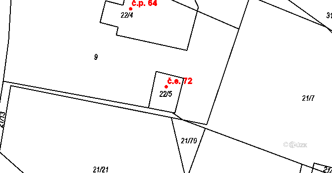 Rančířov 72 na parcele st. 22/5 v KÚ Rančířov, Katastrální mapa