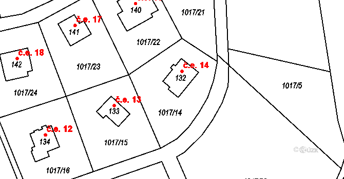 Kobylníky 14, Chotilsko na parcele st. 132 v KÚ Prostřední Lhota, Katastrální mapa