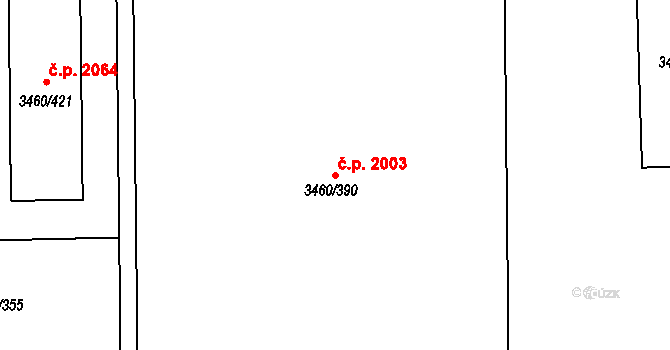 Kadaň 2003 na parcele st. 3460/390 v KÚ Kadaň, Katastrální mapa