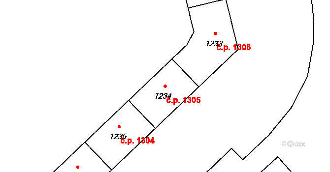 Hrabůvka 1305, Ostrava na parcele st. 1234 v KÚ Hrabůvka, Katastrální mapa