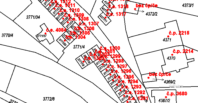 Znojmo 1300 na parcele st. 3771/16 v KÚ Znojmo-město, Katastrální mapa