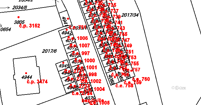 Hodonín 38920310 na parcele st. 4060 v KÚ Hodonín, Katastrální mapa