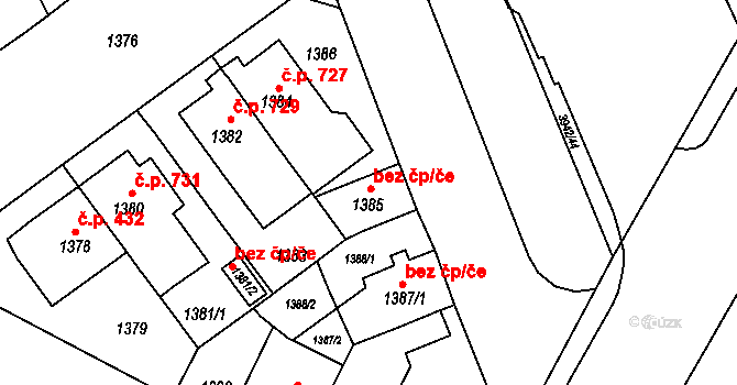 Brno 39481310 na parcele st. 1385 v KÚ Černá Pole, Katastrální mapa