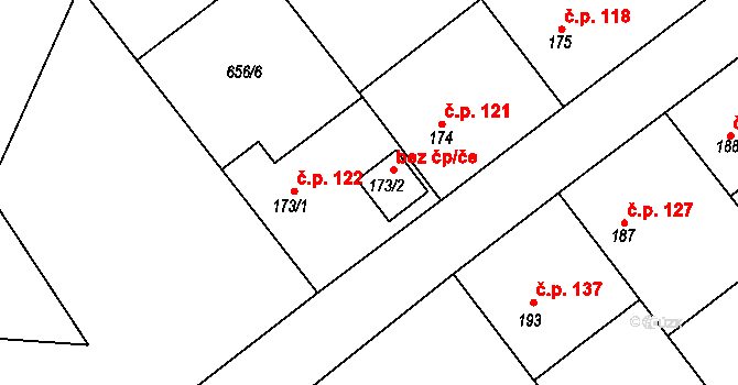 Chvaletice 43154310 na parcele st. 173/2 v KÚ Chvaletice, Katastrální mapa