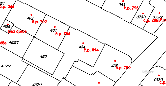 Předměstí 894, Opava na parcele st. 434 v KÚ Opava-Předměstí, Katastrální mapa
