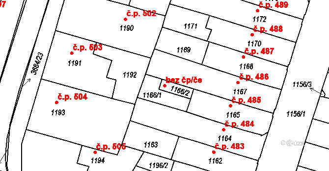 České Budějovice 46875310 na parcele st. 1166/2 v KÚ České Budějovice 5, Katastrální mapa