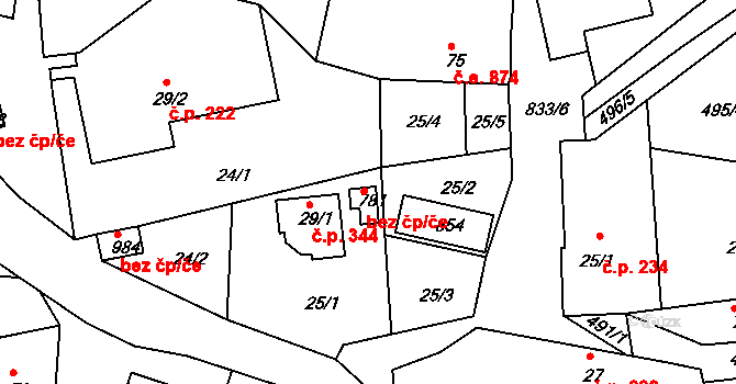 Slapy 48078310 na parcele st. 781 v KÚ Přestavlky u Slap, Katastrální mapa