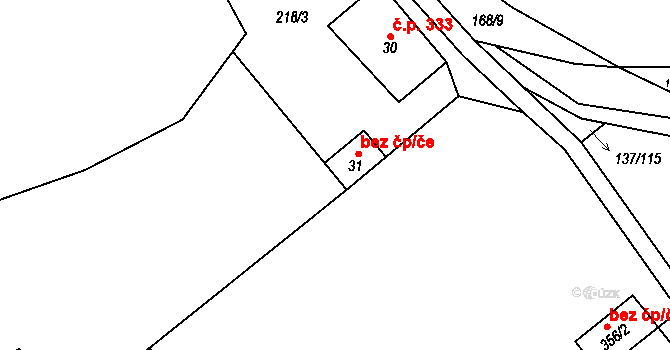 Hutisko-Solanec 49716310 na parcele st. 31 v KÚ Hutisko, Katastrální mapa