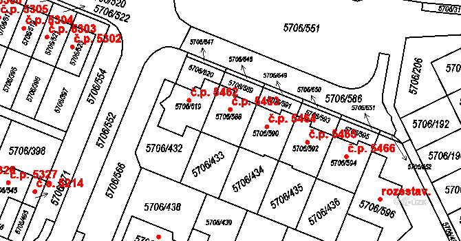 Jihlava 5463 na parcele st. 5706/588 v KÚ Jihlava, Katastrální mapa