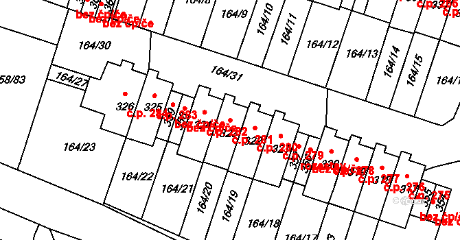 Středokluky 281 na parcele st. 323 v KÚ Středokluky, Katastrální mapa