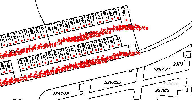 Starý Lískovec 664, Brno na parcele st. 2627 v KÚ Starý Lískovec, Katastrální mapa