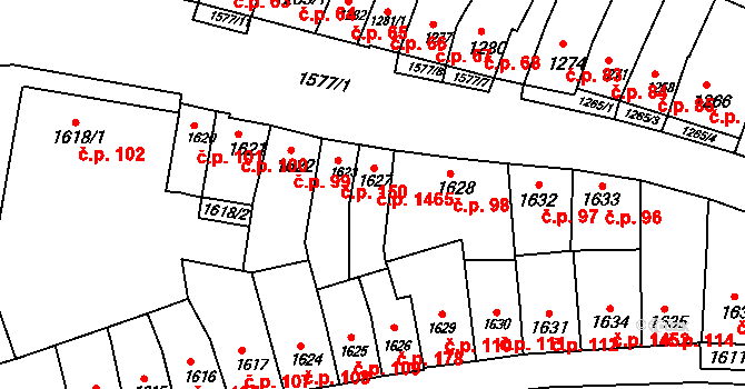 Slatina 1465, Brno na parcele st. 1627 v KÚ Slatina, Katastrální mapa