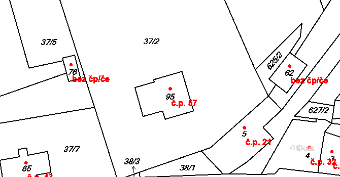 Čenkov 57, Třešť na parcele st. 95 v KÚ Čenkov u Třešti, Katastrální mapa