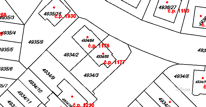 Zábřeh 1177 na parcele st. 4934/85 v KÚ Zábřeh na Moravě, Katastrální mapa