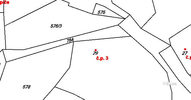Bučovice 3, Heřmanice na parcele st. 29 v KÚ Heřmanice u Vilémova, Katastrální mapa