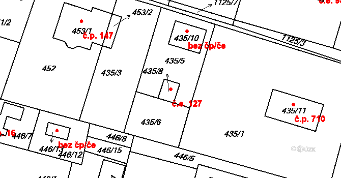 Štěnovice 127 na parcele st. 435/8 v KÚ Štěnovice, Katastrální mapa