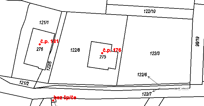 Chocenice 176 na parcele st. 275 v KÚ Chocenice, Katastrální mapa