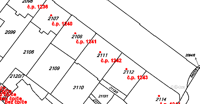 Znojmo 1242 na parcele st. 2111 v KÚ Znojmo-město, Katastrální mapa