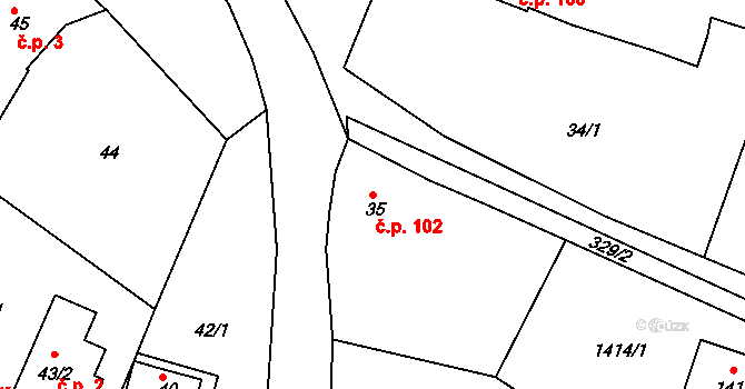 Konice 102, Znojmo na parcele st. 35 v KÚ Konice u Znojma, Katastrální mapa