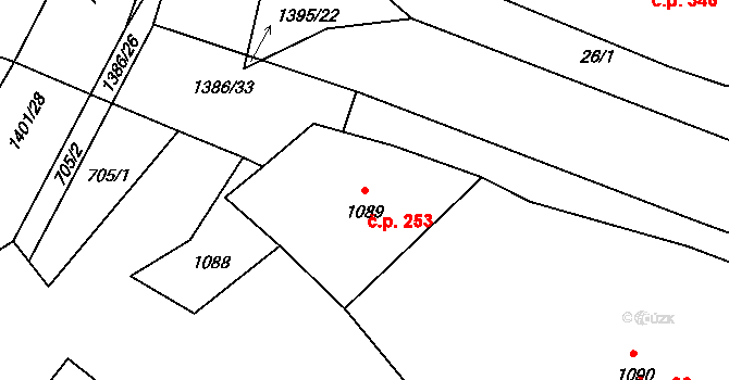 Bělotín 253 na parcele st. 1089 v KÚ Bělotín, Katastrální mapa