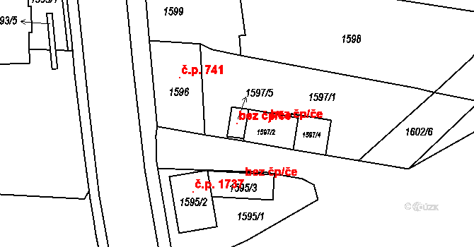 České Budějovice 121663311 na parcele st. 1597/5 v KÚ České Budějovice 6, Katastrální mapa