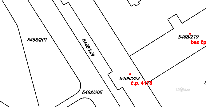 Jihlava 4178 na parcele st. 5468/223 v KÚ Jihlava, Katastrální mapa