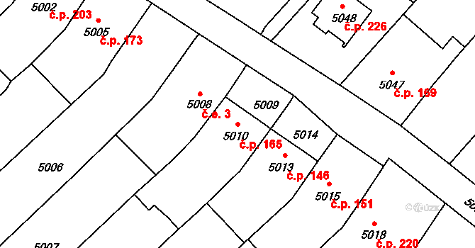 Lukovany 165 na parcele st. 5010 v KÚ Lukovany, Katastrální mapa