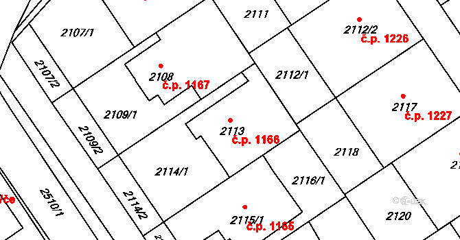 Bzenec 1166 na parcele st. 2113 v KÚ Bzenec, Katastrální mapa