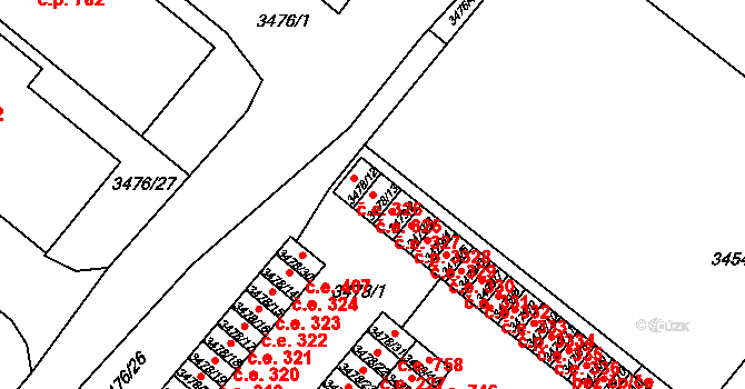 Vyškov-Předměstí 325, Vyškov na parcele st. 3478/13 v KÚ Vyškov, Katastrální mapa