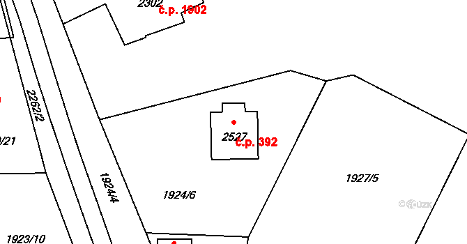 Šumperk 392 na parcele st. 2527 v KÚ Šumperk, Katastrální mapa
