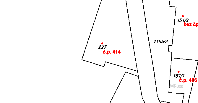 Cerhenice 414 na parcele st. 227 v KÚ Cerhenice, Katastrální mapa