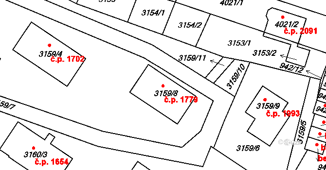 Tachov 1779 na parcele st. 3159/8 v KÚ Tachov, Katastrální mapa