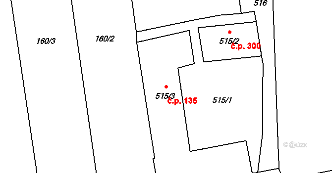 Poříčí 135, Boršov nad Vltavou na parcele st. 515/3 v KÚ Boršov nad Vltavou, Katastrální mapa