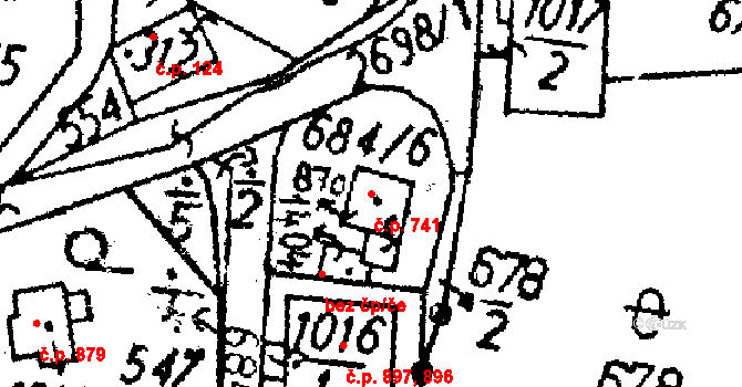 Kamenický Šenov 741 na parcele st. 870 v KÚ Kamenický Šenov, Katastrální mapa